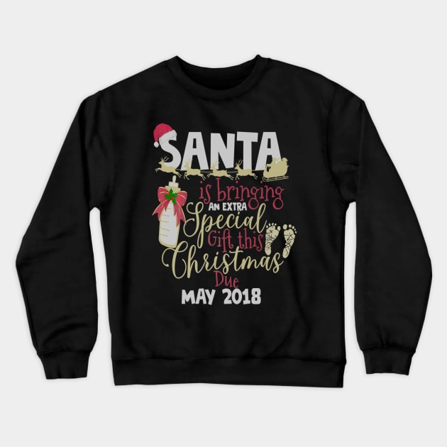 Christmas Pregnancy Santa Baby Mom May Crewneck Sweatshirt by teudasfemales